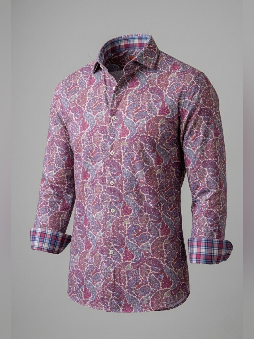 Alan Flusser Long Sleeve Button Up Shirt Vibrant Paisley Print Sz L